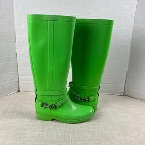 Coach Lori Model Tall Rubber Rain Boots‎ Womens Sz 6